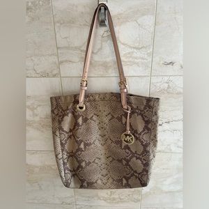 Vintage Michael Kors Large Snakeskin Shoppers Tote Bag Purse